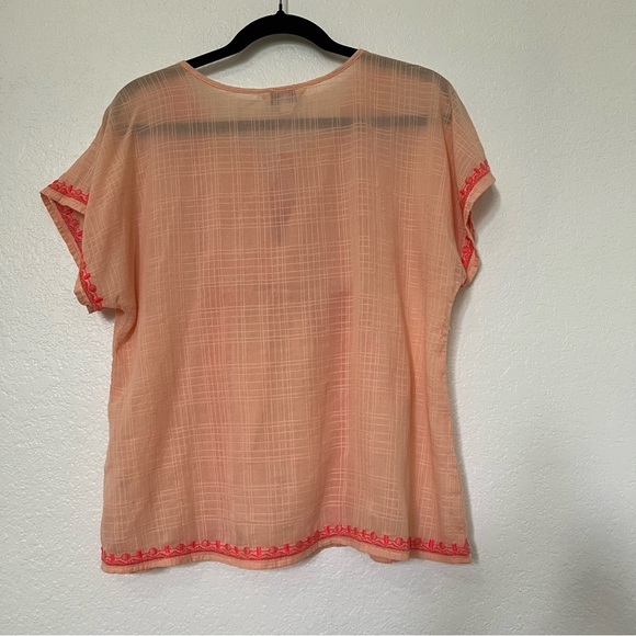 2/$30 Vineyard Vines Boho Cotton Short Sleeve Blouse Top Embroidery SZ S - Picture 7 of 14